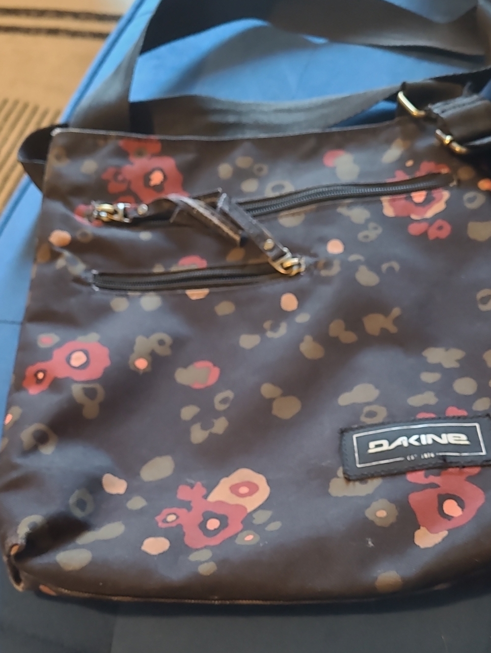 Dakine Brown Floral Crossbody Bag with Pink Accents